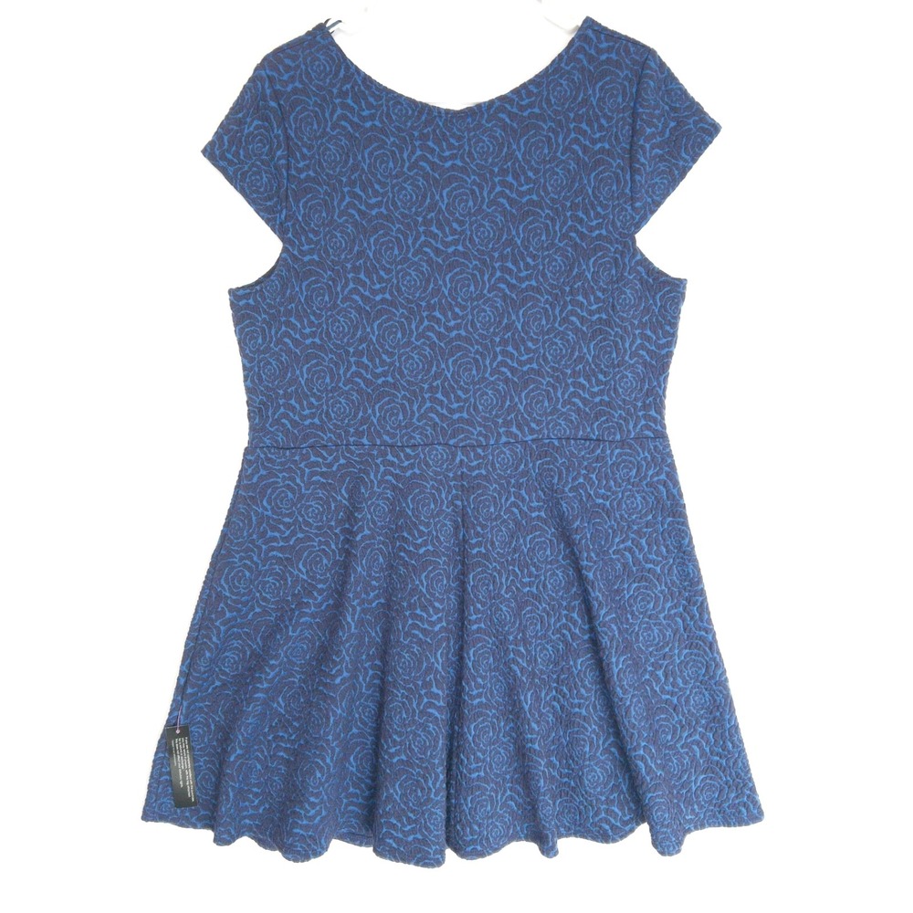 Henry Holland Skater Cobalt Navy Roses Texture Above Knee Dress Womens 18 XL NWT